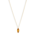 A vibrant marquise cut gemstone pendant on a dainty 14-karat gold cable chain