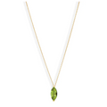 A vibrant marquise cut gemstone pendant on a dainty 14-karat gold cable chain