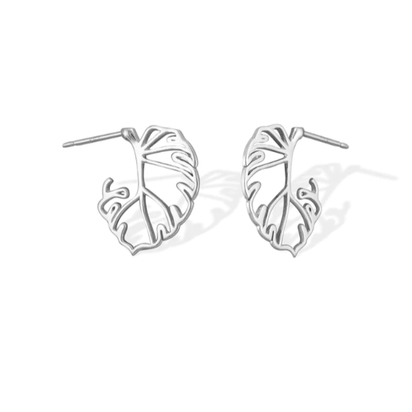 Monstera Leaf Outline Stud Earrings - Magpie Jewellery