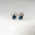 Montana Blue Sapphire and Diamond Stud - Magpie Jewellery