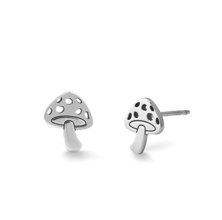 Silver Mushroom Stud Earrings - Magpie Jewellery