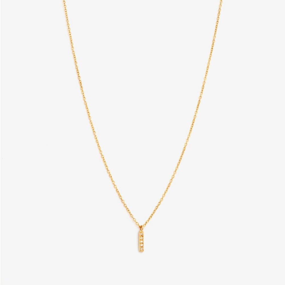 Gold Small Diamond Bar Necklace | Magpie Jewellery