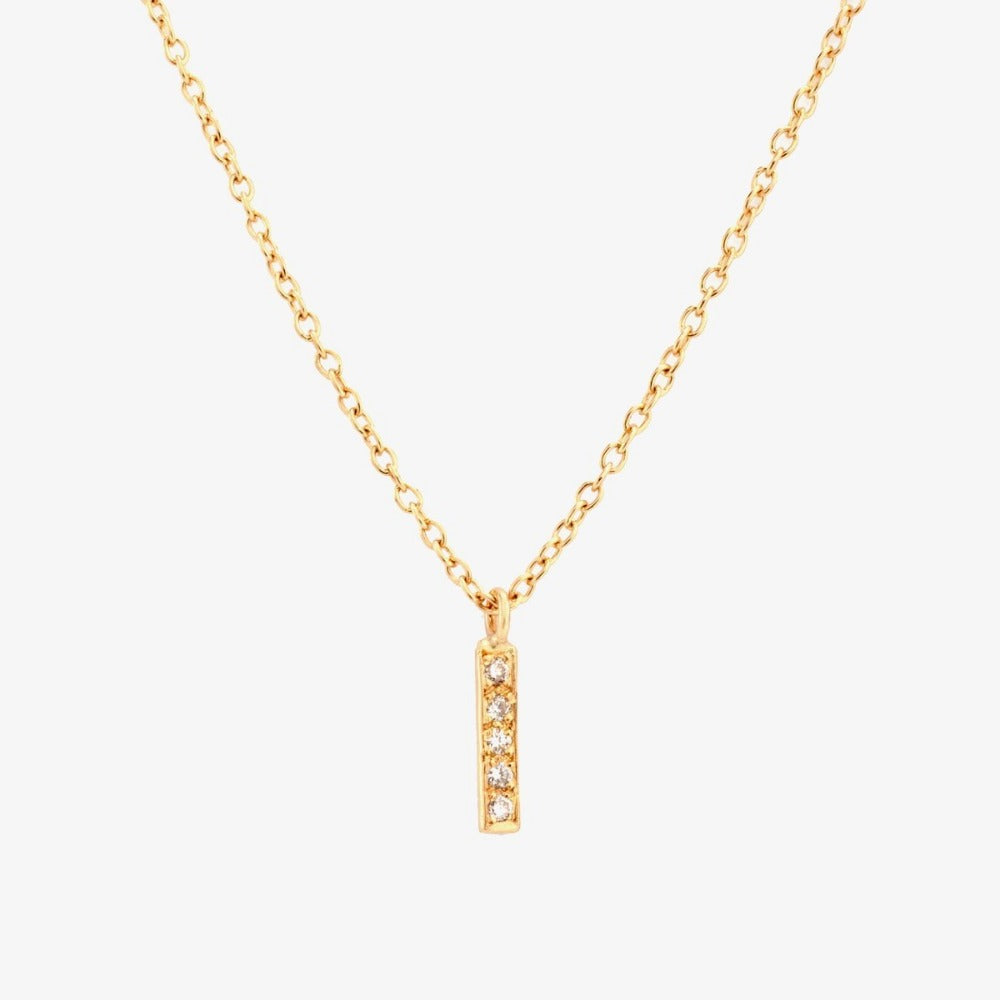 Gold Small Diamond Bar Necklace | Magpie Jewellery