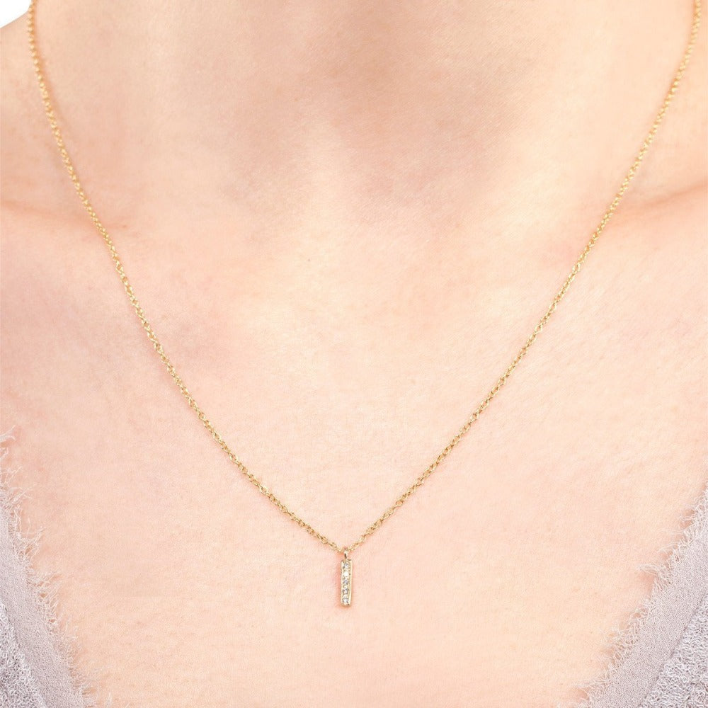 Gold Small Diamond Bar Necklace | Magpie Jewellery