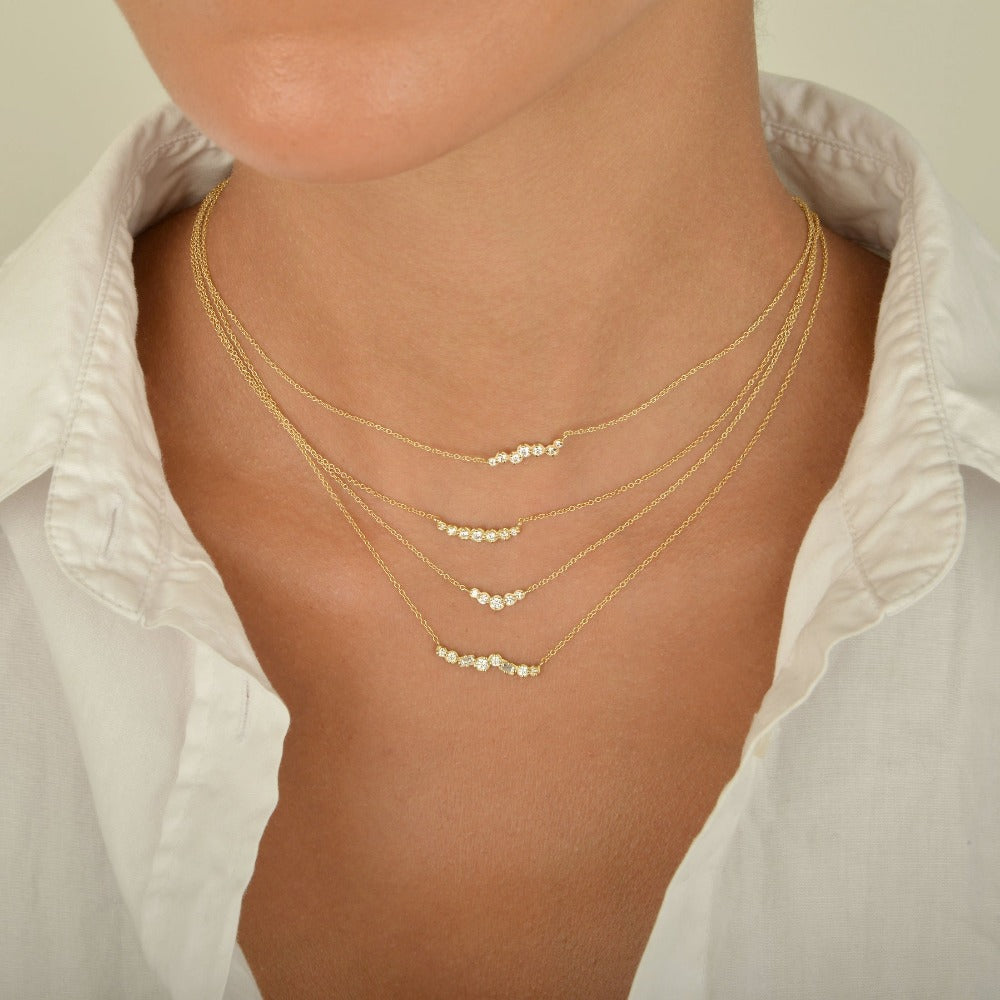 Small Graduated Diamond Necklace - Magpie Jewellery