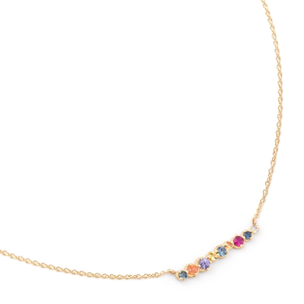 Multi-Coloured Sapphire Bar Necklace - Magpie Jewellery