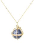 Large Cage Necklace w/ Gemstone Ball - Kyanite no pave