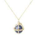 Large Cage Necklace w/ Gemstone Ball - Kyanite no pave