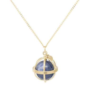 Large Cage Necklace w/ Gemstone Ball - Kyanite no pave