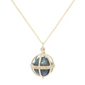 Large Cage Necklace w/ Gemstone Ball - Chrysocolla scattered pave