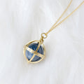 Large Cage Necklace w/ Gemstone Ball - Chrysocolla full pave
