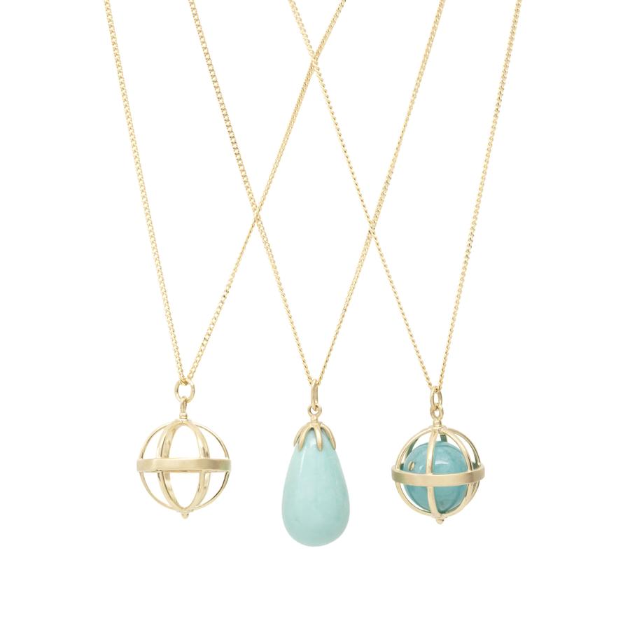 Large Cage Necklace w/ Gemstone Ball