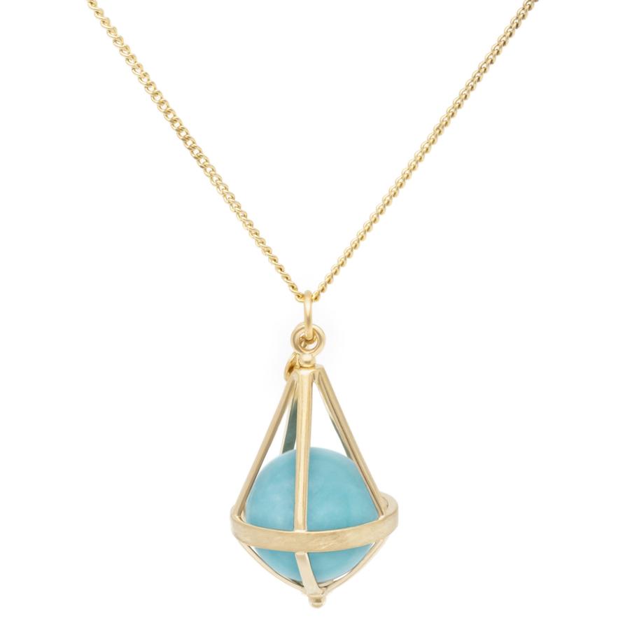 Pentagonal Cage Necklace - amazonite , no pave