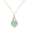 Pentagonal Cage Necklace - amazonite , no pave