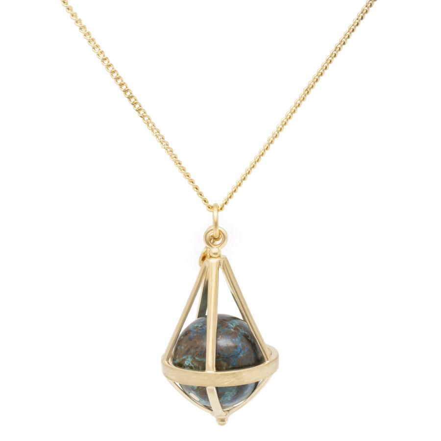 Pentagonal Cage Necklace - chrysocolla, no pave