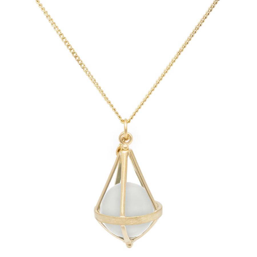 Pentagonal Cage Necklace - moonstone, no pave