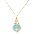 Pentagonal Cage Necklace - amazonite, scattered pave