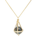 Pentagonal Cage Necklace - chrysocolla, scattered pave