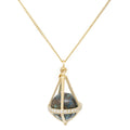 Pentagonal Cage Necklace - chrysocolla, full pave