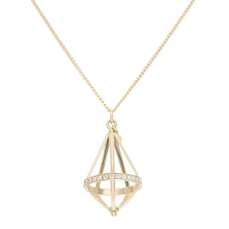 Pentagonal Cage Necklace - no gemstone, full pave