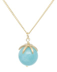 Gold Pendant Gemstone Sphere Necklace - Amazonite