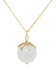 Gold Pendant Gemstone Sphere Necklace - Moonstone
