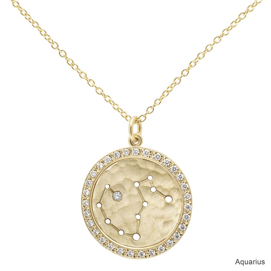 Pave Halo Celestial Sign Necklace Aquarius | Magpie Jewellery