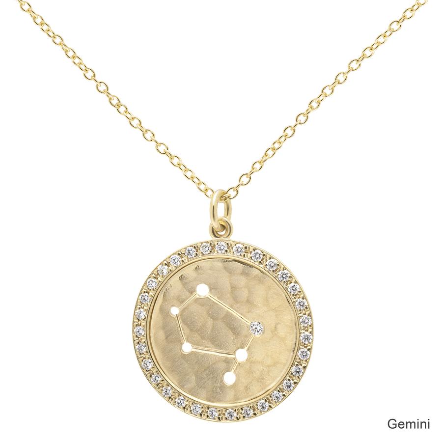 Pave Halo Celestial Sign Necklace Gemini | Magpie Jewellery