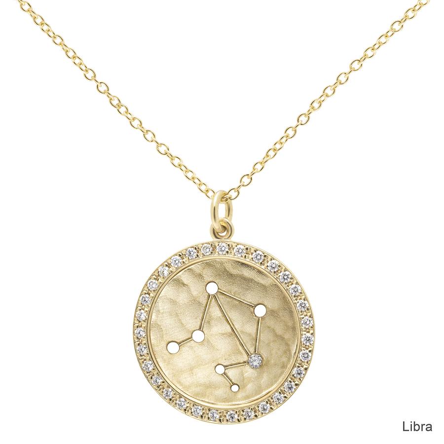 Pave Halo Celestial Sign Necklace Libra | Magpie Jewellery