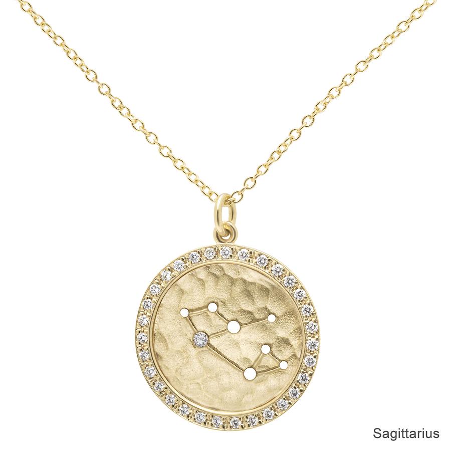 Pave Halo Celestial Sign Necklace Sagittarius | Magpie Jewellery