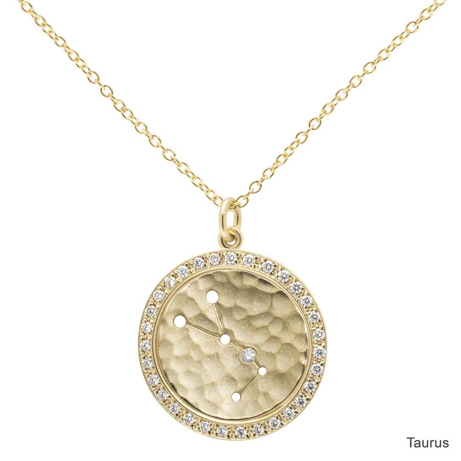 Pave Halo Celestial Sign Necklace Taurus | Magpie Jewellery