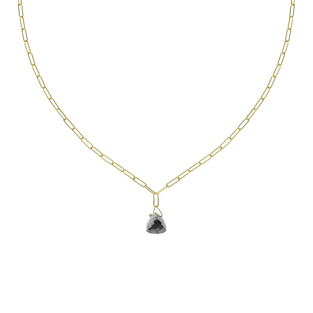 Luna Paperclip &amp; Pyramidal Gemstone Necklace - Magpie Jewellery