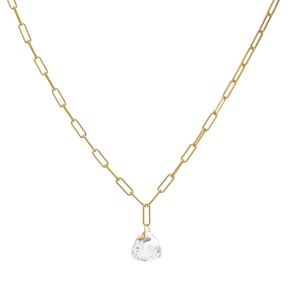 Luna Paperclip &amp; Pyramidal Gemstone Necklace - Magpie Jewellery