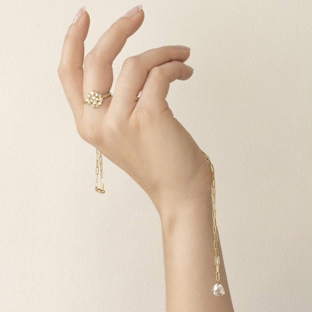 Luna Paperclip & Pyramidal Gemstone Necklace - Magpie Jewellery