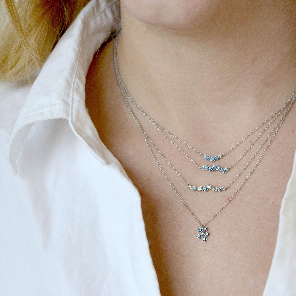 Cascade Diamond &amp; Blue Sapphire Necklace - Magpie Jewellery