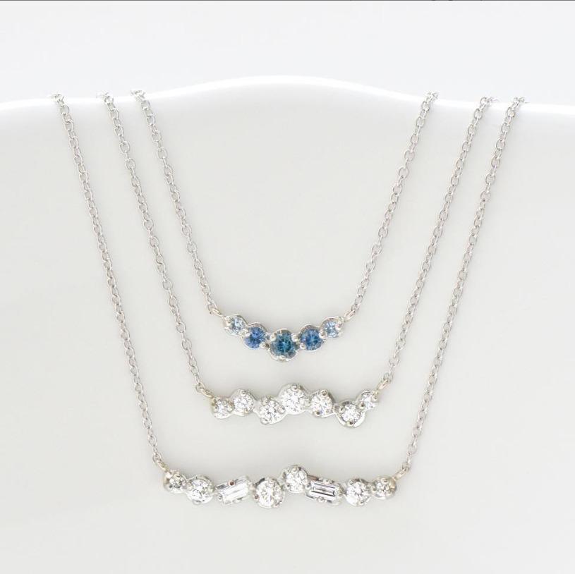 Small Graduated Blue Sapphire Necklace - Magpie Jewellery