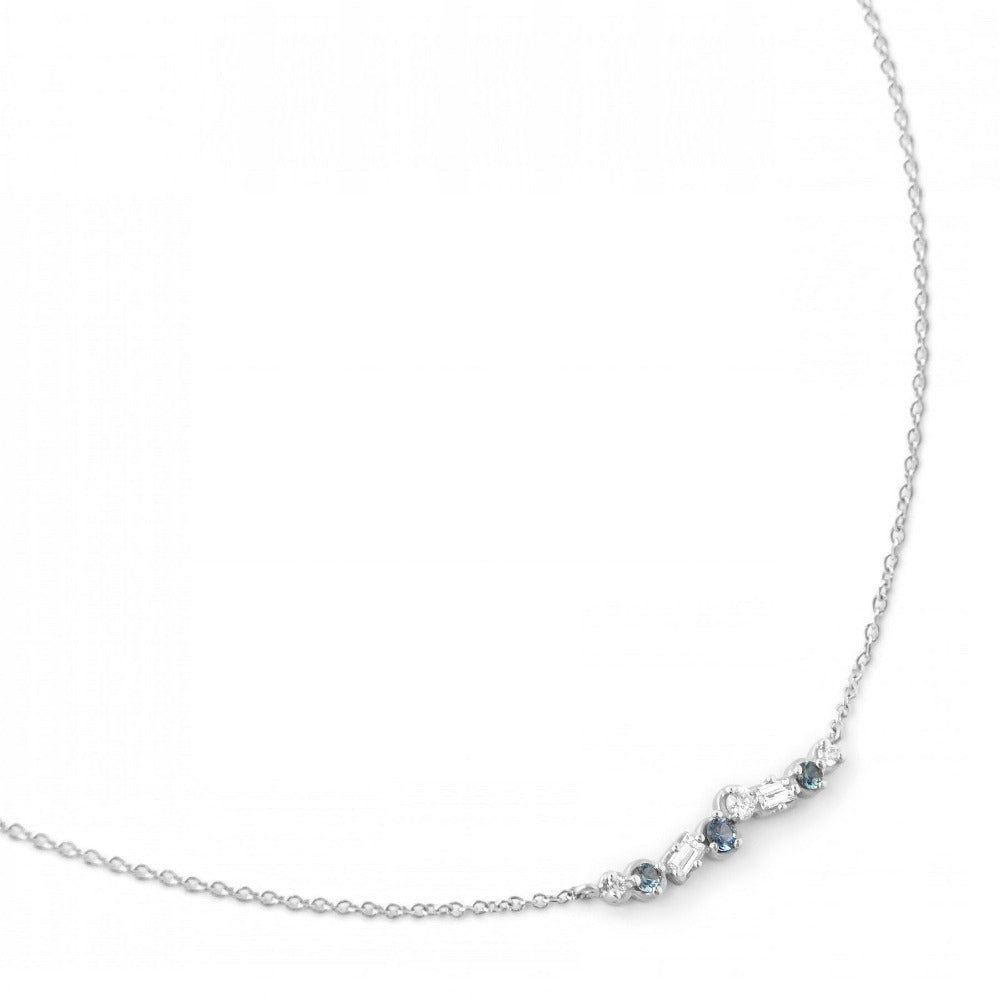 Cascade Diamond & Blue Sapphire Necklace - Magpie Jewellery