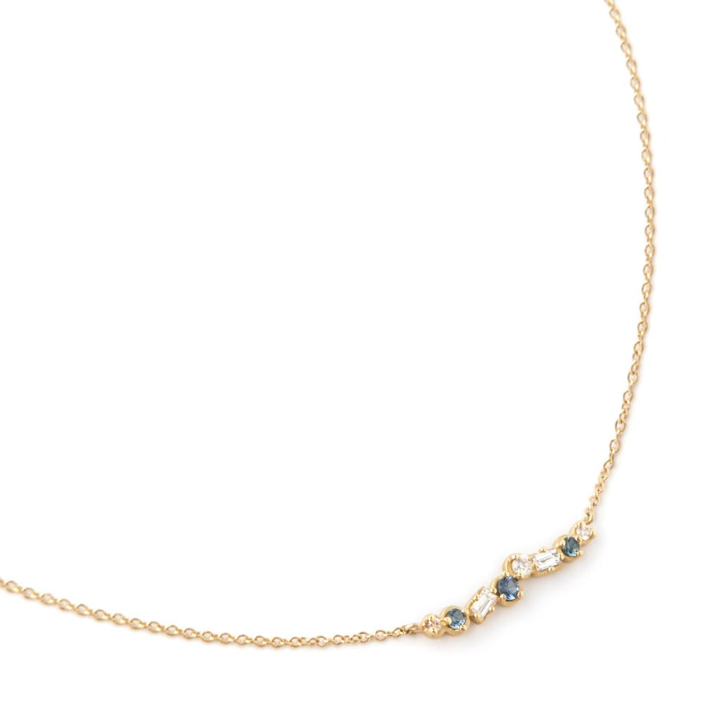 Cascade Diamond &amp; Blue Sapphire Necklace - Magpie Jewellery