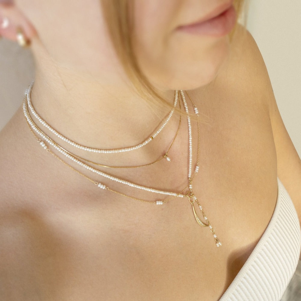 Luna Freshwater Pearl Station Necklace - Magpie Jewellery