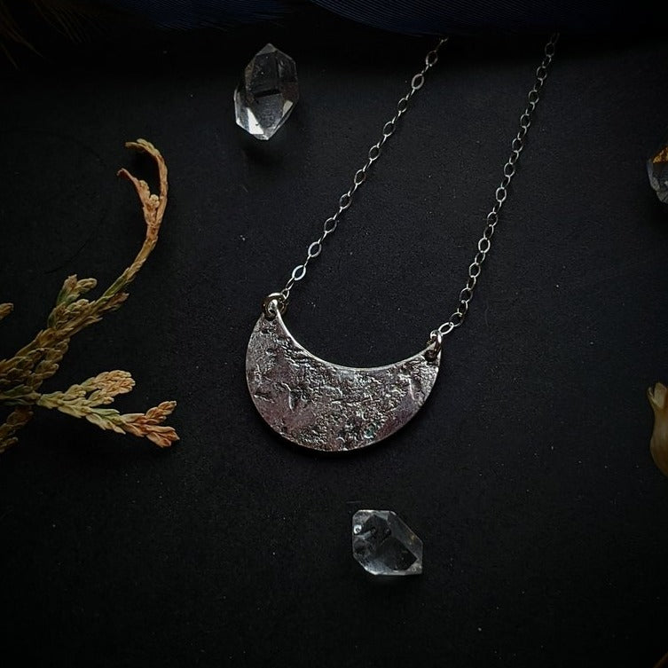 Textured Crescent Necklace - Magpie Jewellery
