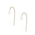 A pull through earring style featuring a pair of lustrous petite oval shaped pearls 