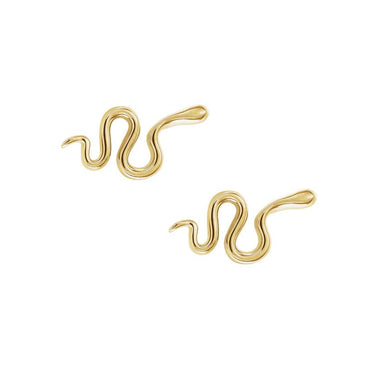 A pair of petite 14k yellow gold serpent stud earrings