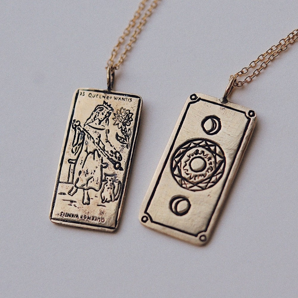 Queen of Wands Tarot Card Necklace - Magpie Jewellery