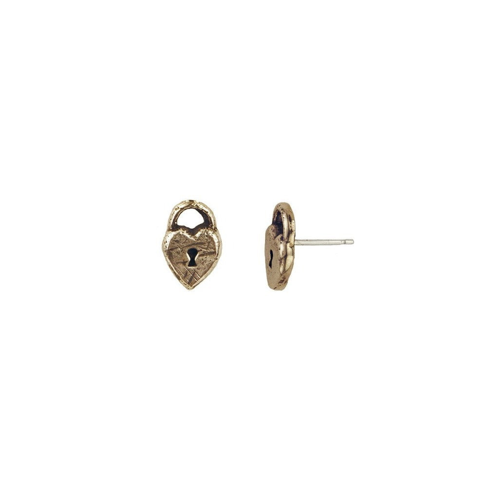 Heart Lock Symbol Studs - Magpie Jewellery