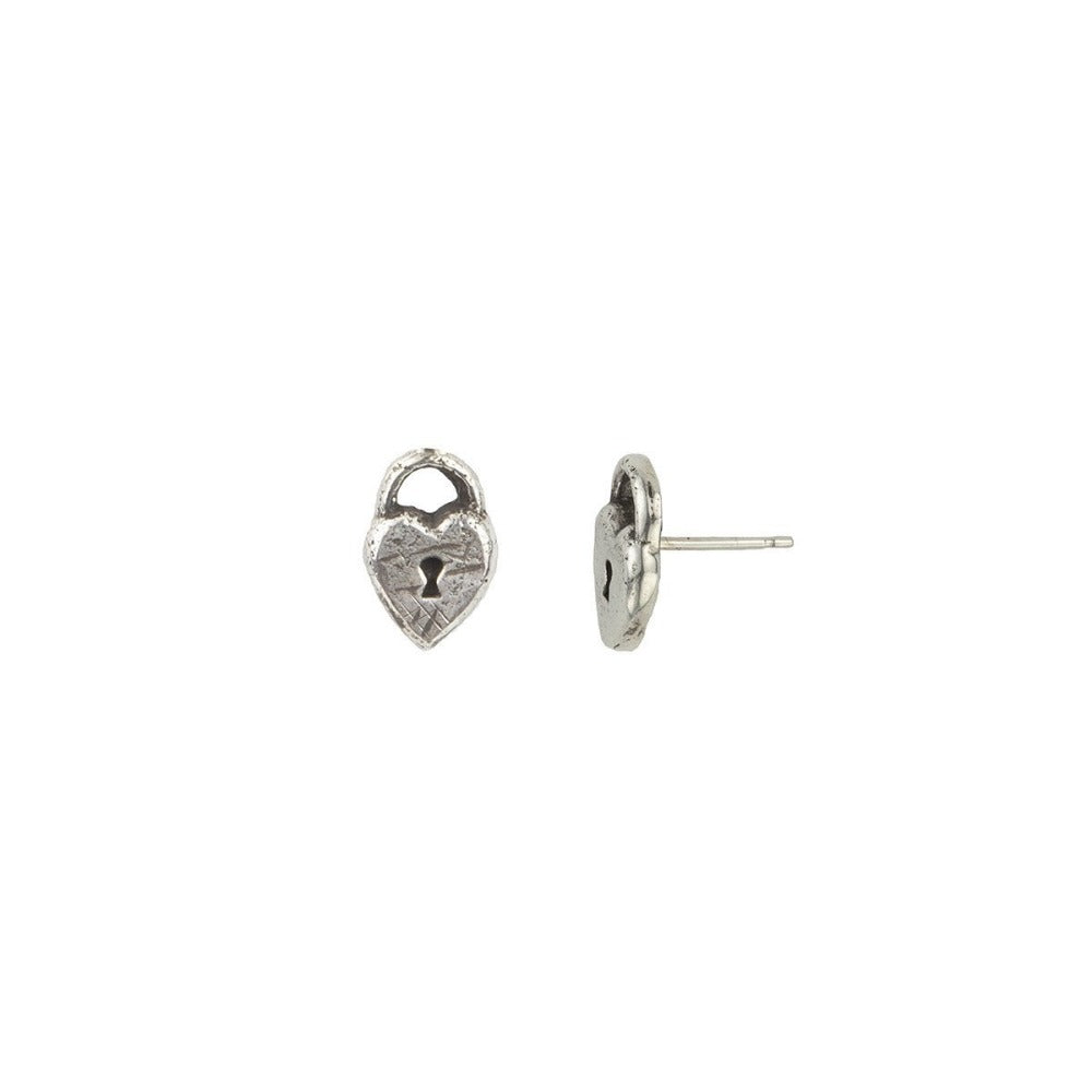 Heart Lock Symbol Studs - Magpie Jewellery