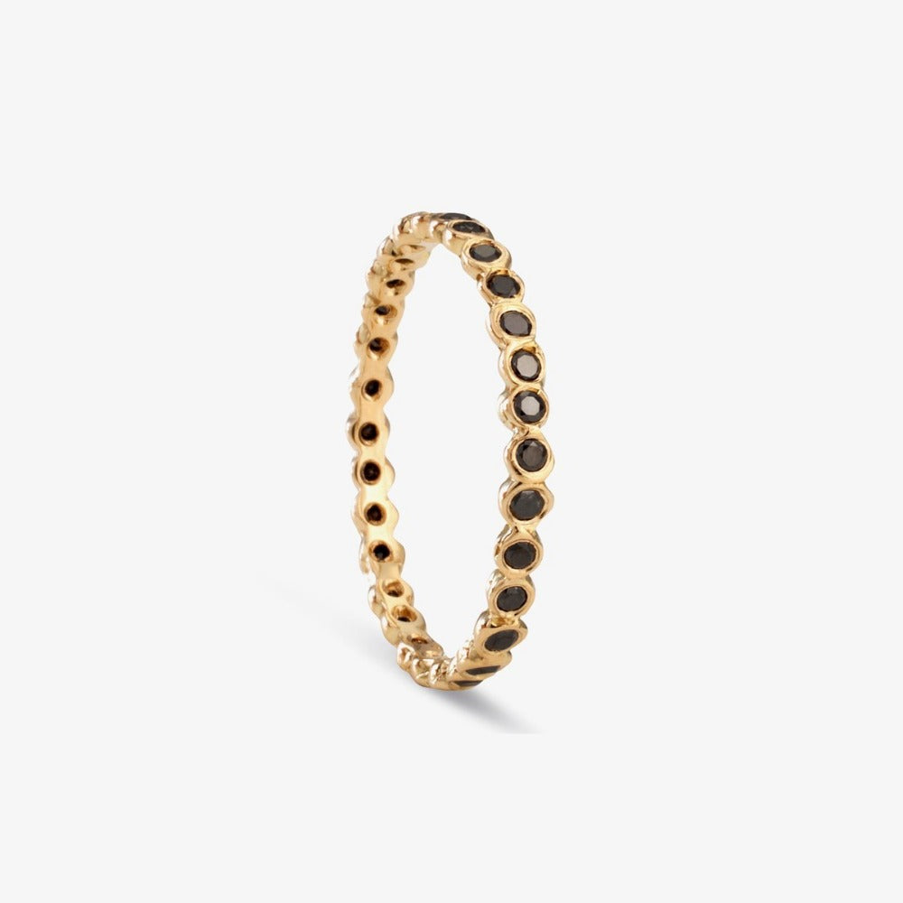 Small Black Diamond Circle Eternity Band YG | Magpie Jewellery