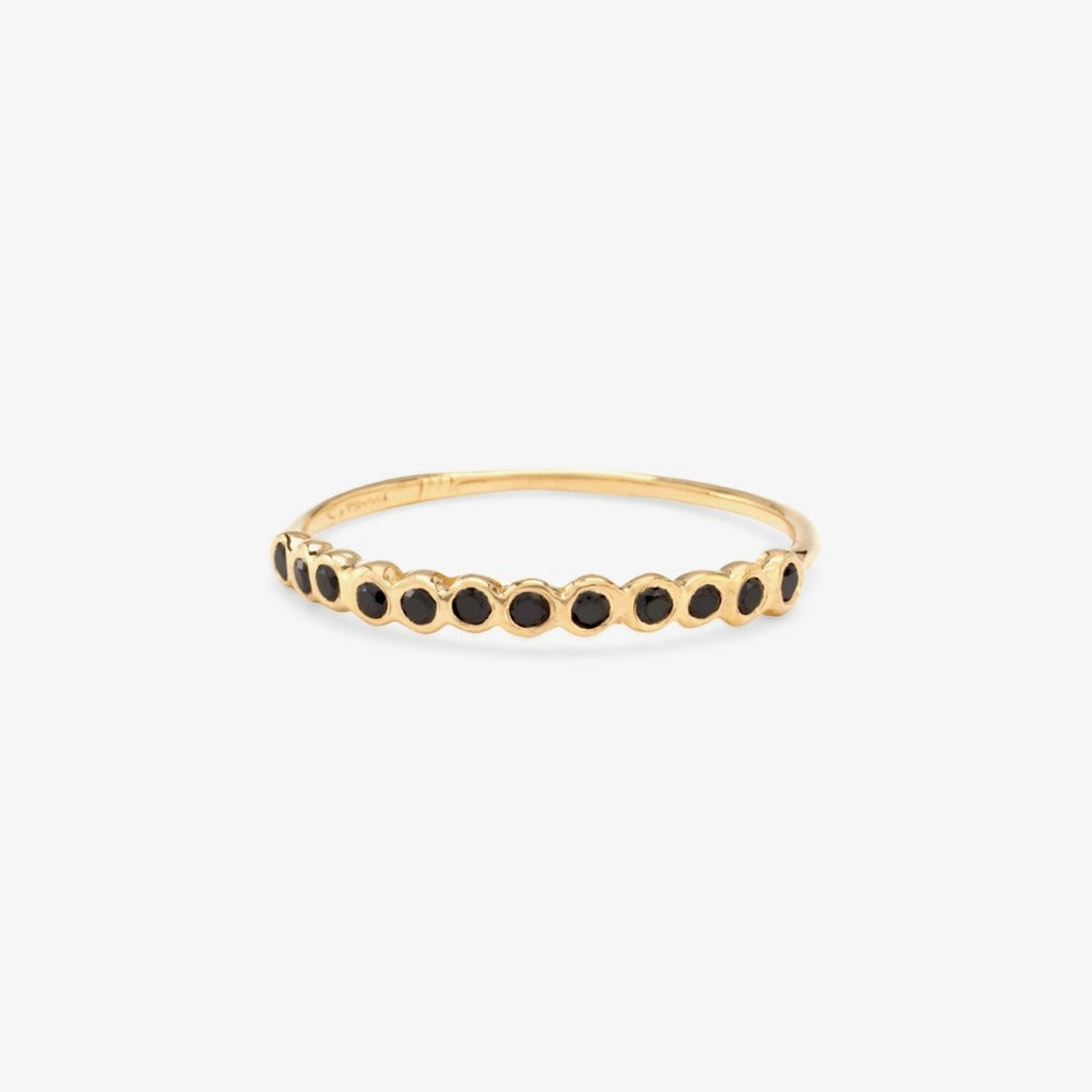 Small Black Diamond Circle Half Eternity Band YG | Magpie Jewellery