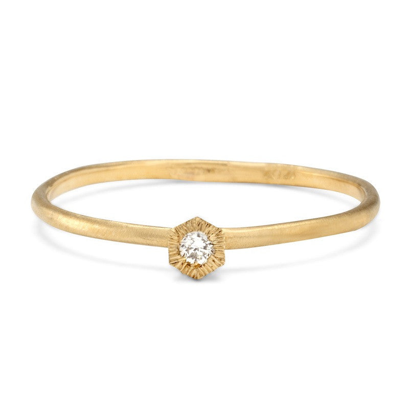 Baby Diamond Hexagon Ring Yellow Gold | Magpie Jewellery