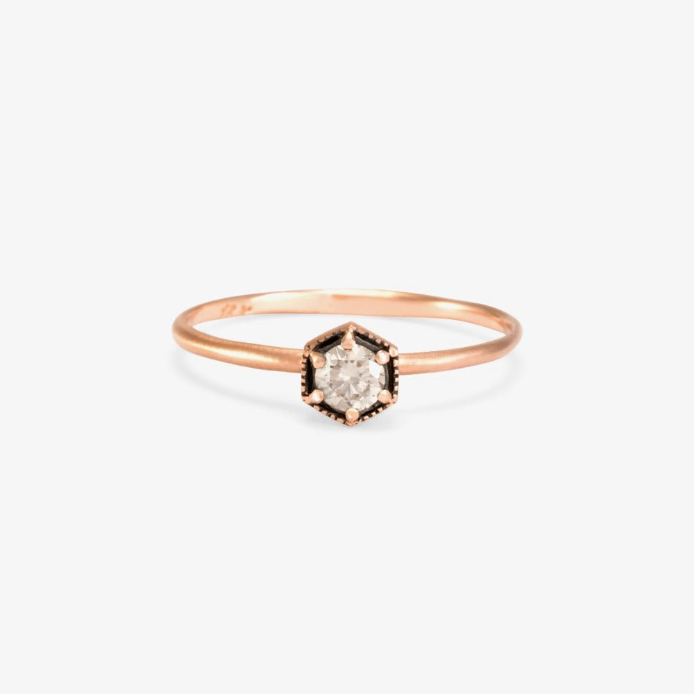 Hexagon Brown 0.16ct Diamond Ring - Magpie Jewellery