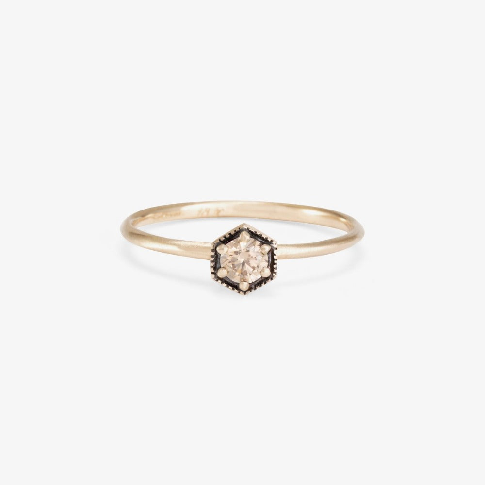 Hexagon Brown Diamond Ring | Magpie Jewellery